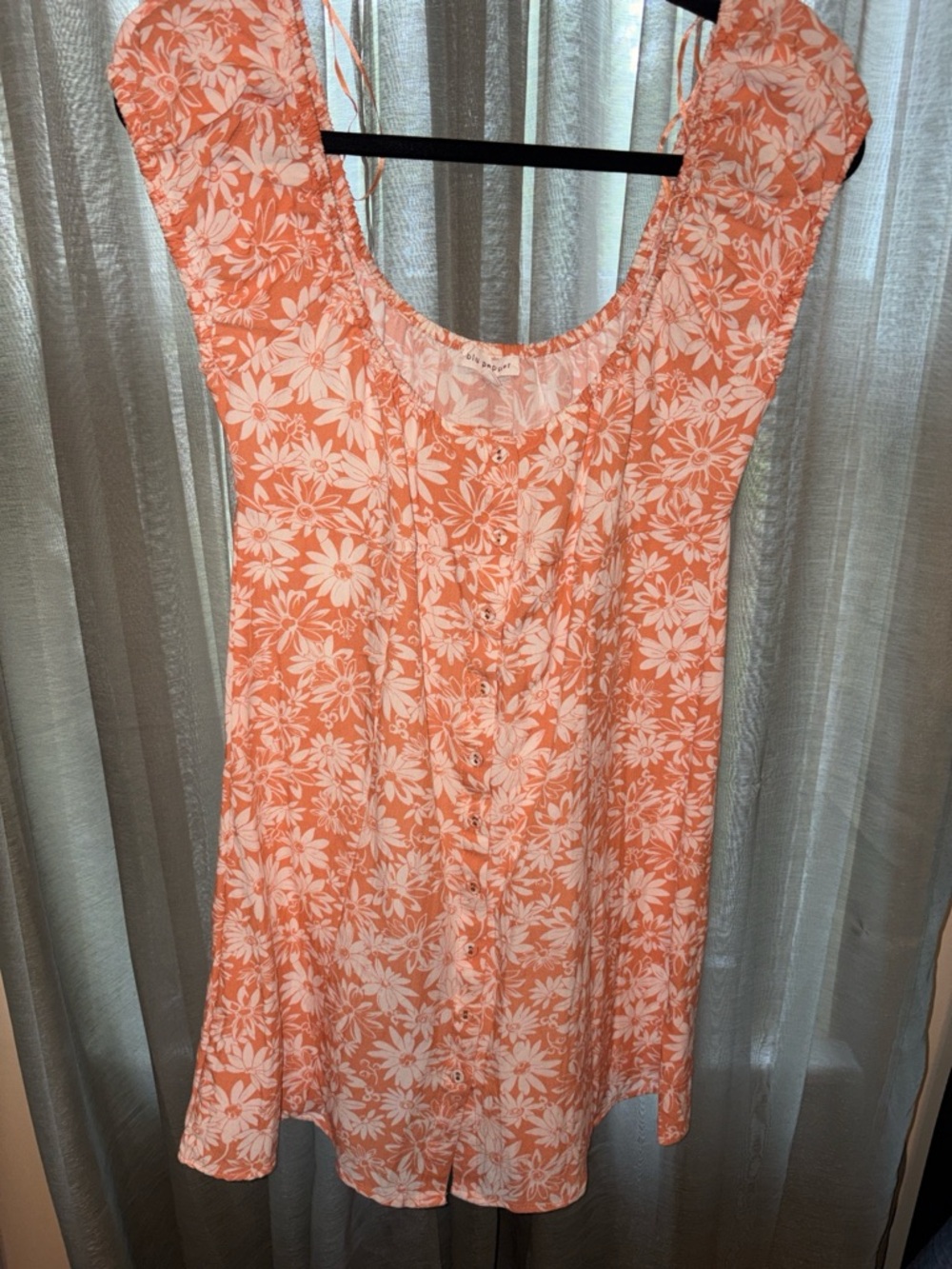 Blu Pepper Floral Button-Front Coral Sundress L